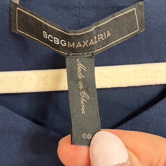 BCBGMaxAzria Ellen Navy Sleeveless Zip-Peplum Midi Dress - Picture 6 of 9